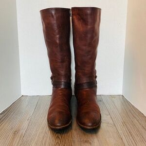 Frye,  Melissa, Womens Brown Leather Zip Riding Boots, 8.5 B.